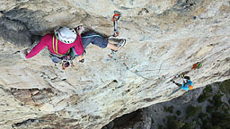 <strong>Blue Jeans</strong></br>
                        Canada’s own rock specialist Vikki Weldon, waiting for cooler temperatures on a route that has seen very few ascents.  Blue Jeans at that point was the hardest multi-pitch in Canada till a week later Castles in the Sky took the crown.